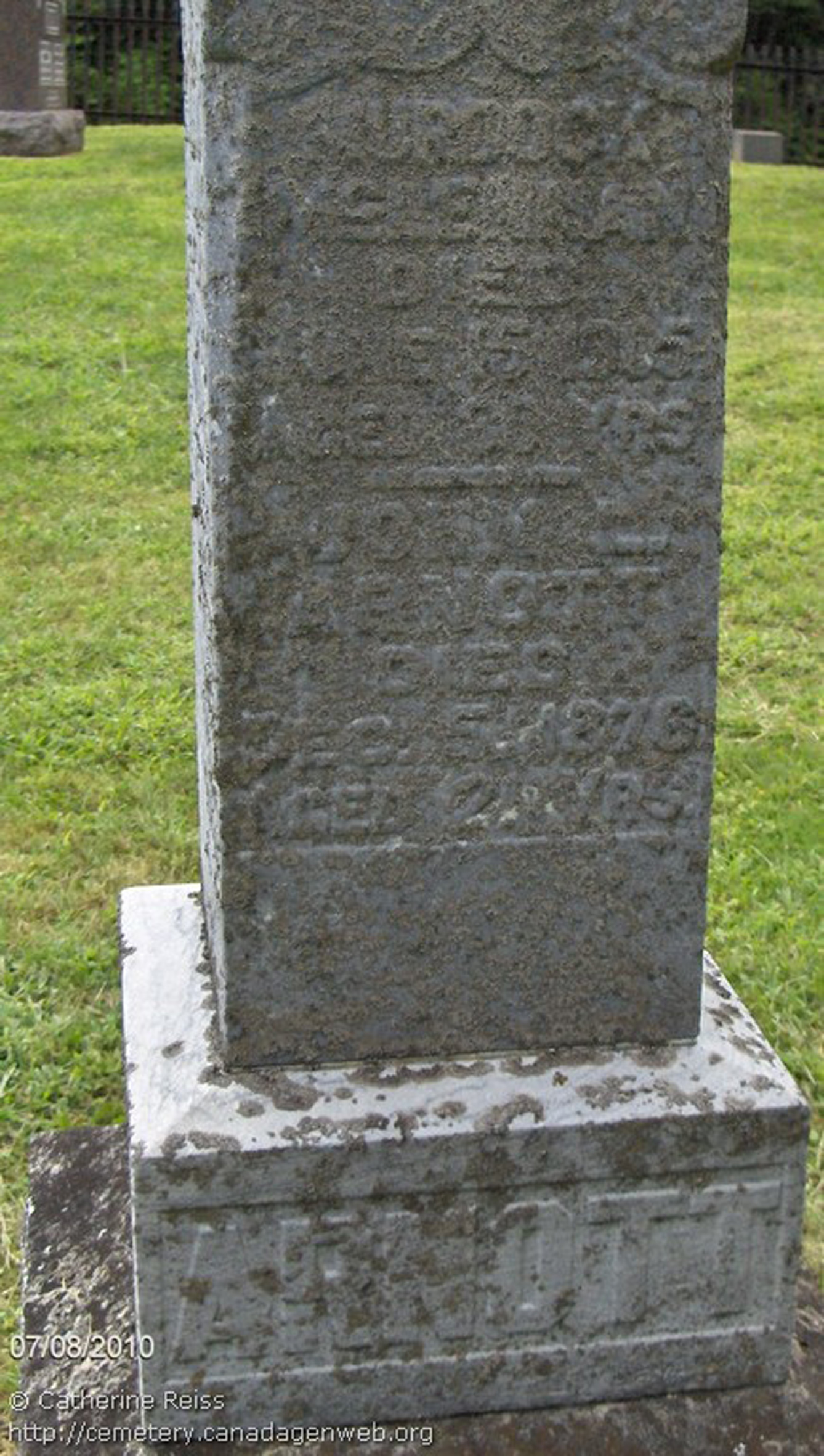 Photo of headstones/Murdock McLennan died 1905 MI St Stephen's Cemetery, Elgin, Ontario